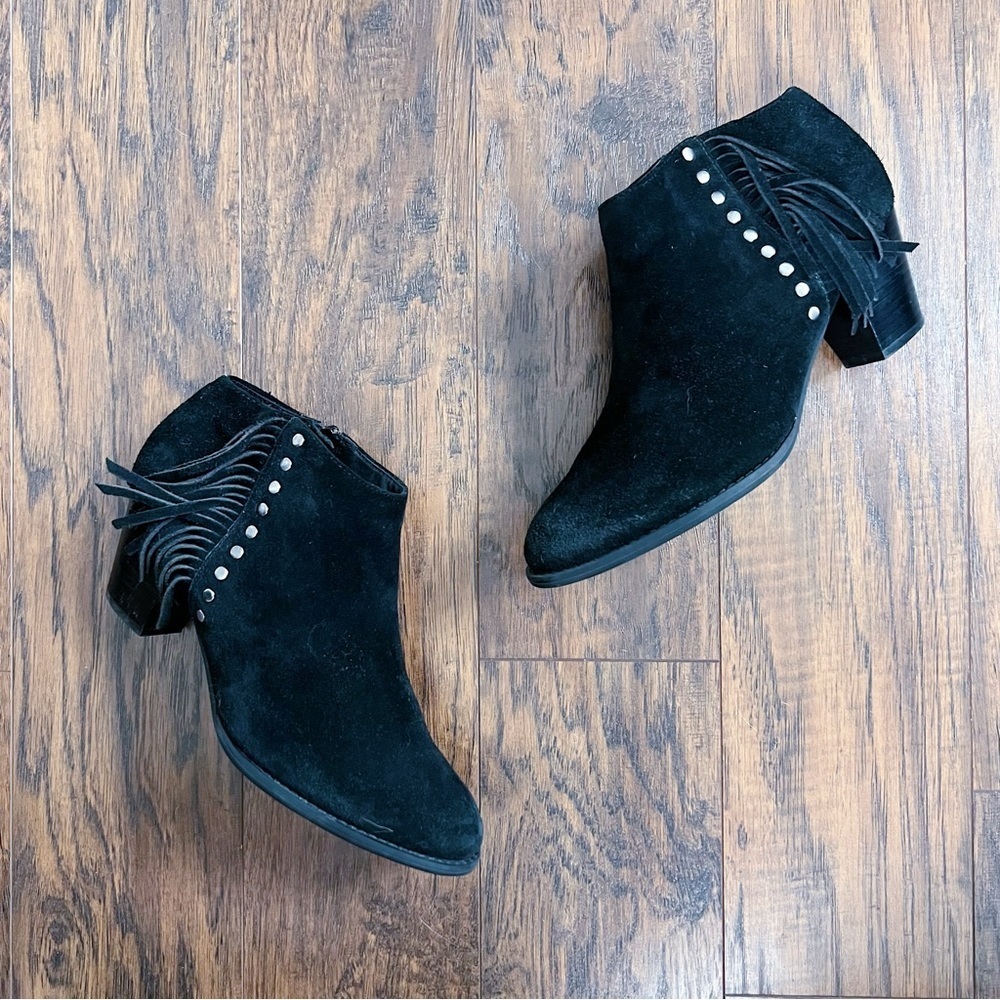 Vionic Faros Fringed Bootie Ankle Boot Black Sued… - image 3